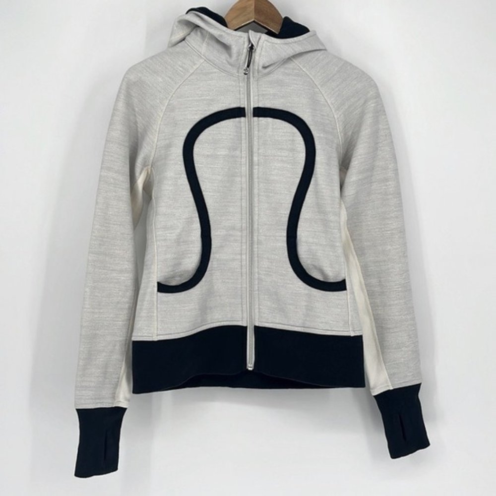 lululemon athletica Light Gray & Blue hooded Zip Jacket